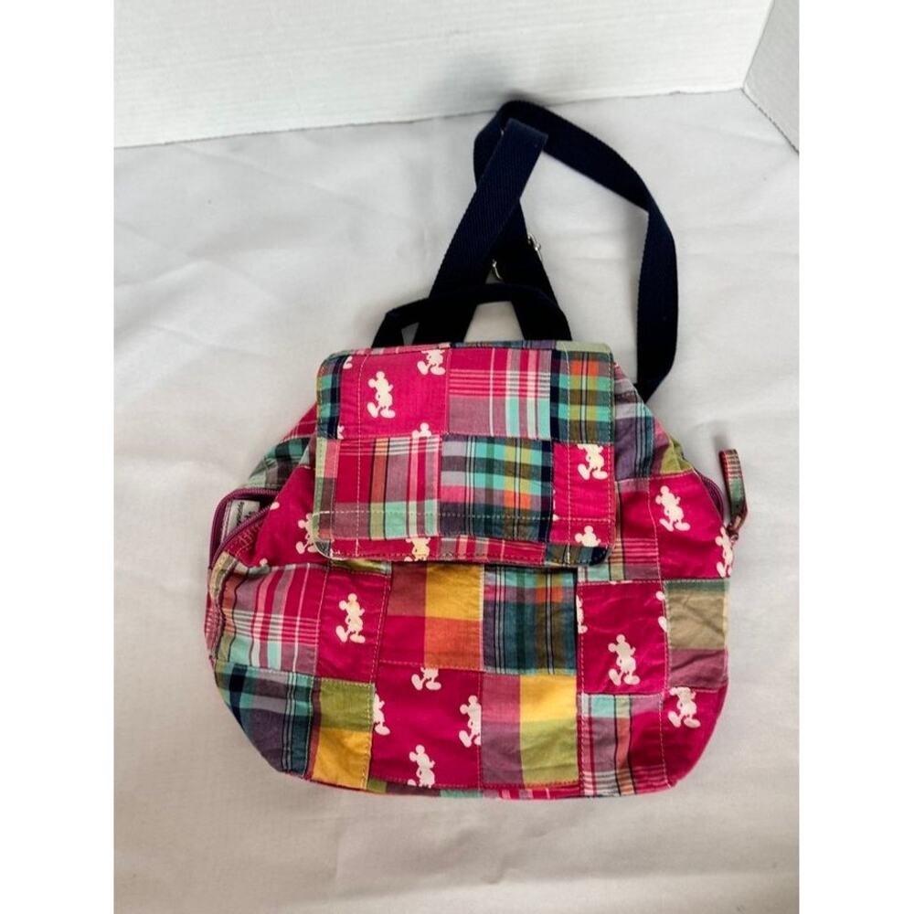 Colorful Disney Parks patchwork mini backpack with Mickey Mouse head silhouettes - Picture 10 of 16